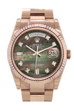 Rolex Day-Date 36 Black Mother-Of-Pearl Set With Diamonds Dial Fluted Bezel Oyster Everose Gold