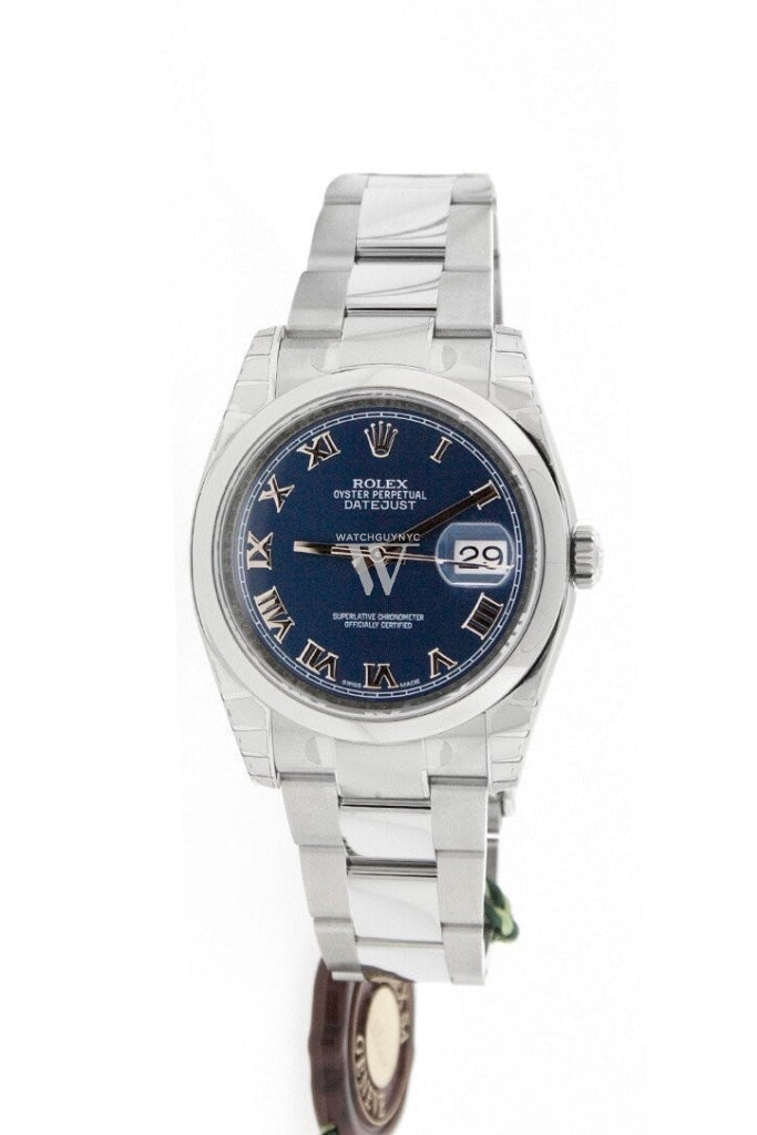Rolex Datejust 36 Blue Roman Dial Stainless Steel Watch 116200