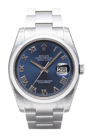 Rolex Datejust 36 Blue Roman Dial Stainless Steel Watch 116200 / None
