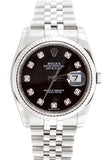 ROLEX Datejust 36 Black Diamond Dial White Gold Stainless Steel Men's Watch 116234
