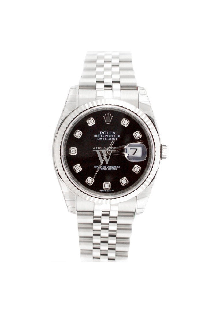 ROLEX 116234 Datejust 36 Black Diamond Dial White Gold Steel