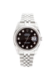 Rolex Datejust 36 Black Diamond Dial White Gold Stainless Steel Mens Watch 116234