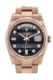 Rolex Day-Date 36 Ferrite Set With Diamonds Dial Fluted Bezel Oyster Everose Gold Watch 118235
