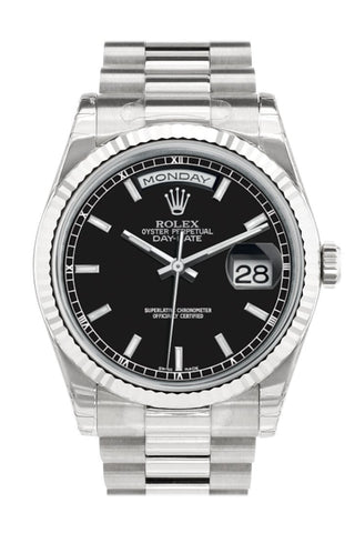 Rolex day date white gold black dial hot sale