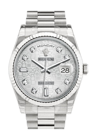 Rolex Day-Date 36 Silver Jubilee Design Set With Diamonds Dial Fluted Bezel President White Gold