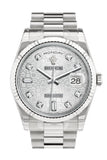 Rolex Day-Date 36 Silver Jubilee design set with Diamonds Dial Fluted Bezel President White Gold Watch 118239