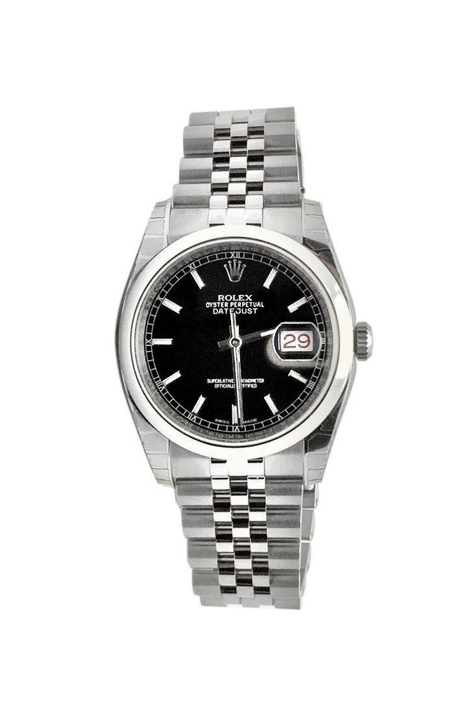 Rolex Datejust 36 Black Dial Steel Jubilee Mens Watch 116200