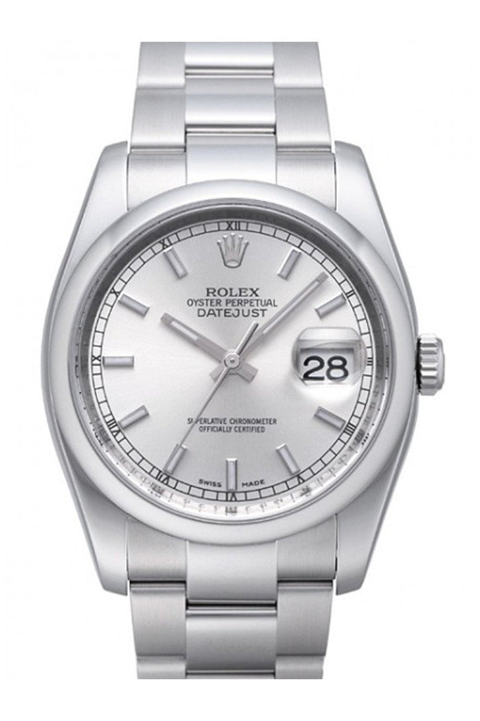 Rolex Datejust 36 Silver Index Dial Steel Mens Watch 116200 / None