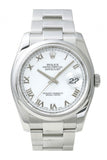Rolex Datejust 36 White Roman Dial Steel Mens Watch 116200 / None
