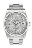 Rolex Day-Date 36 Meteorite set with Diamonds Dial Fluted Bezel President White Gold Watch 118239