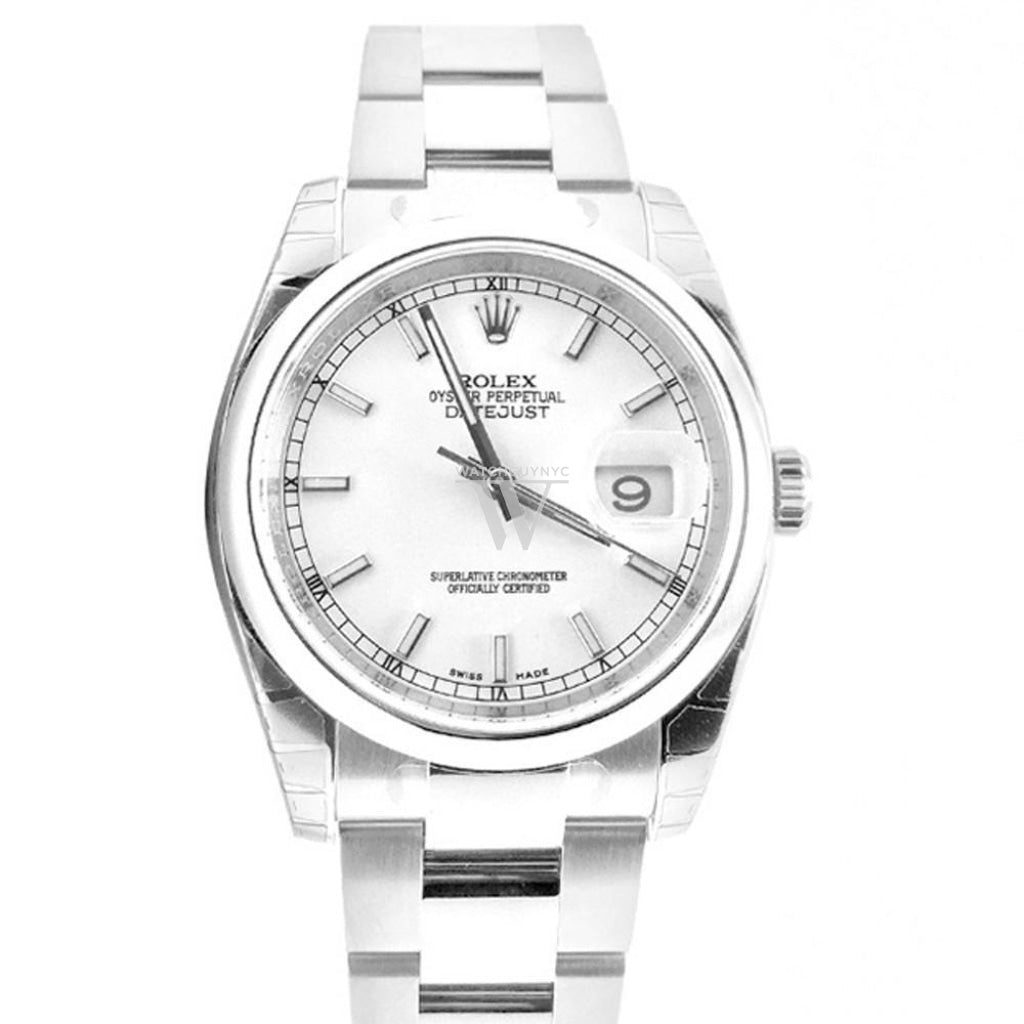 ROLEX 116200 Datejust 36 White Dial Steel Watch WatchGuyNYC