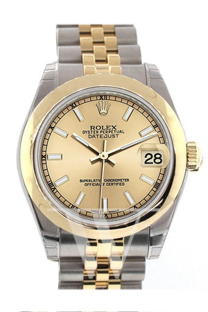 Rolex Datejust 31 Champagne Dial 18K Yellow Gold Jubilee Ladies Watch 178243 / None