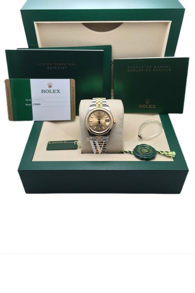 Rolex Datejust 31 Champagne Dial 18K Yellow Gold Jubilee Ladies Watch 178243