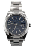 Rolex Datejust Ii 41 Blue Dial Index Steel Mens Watch 116300