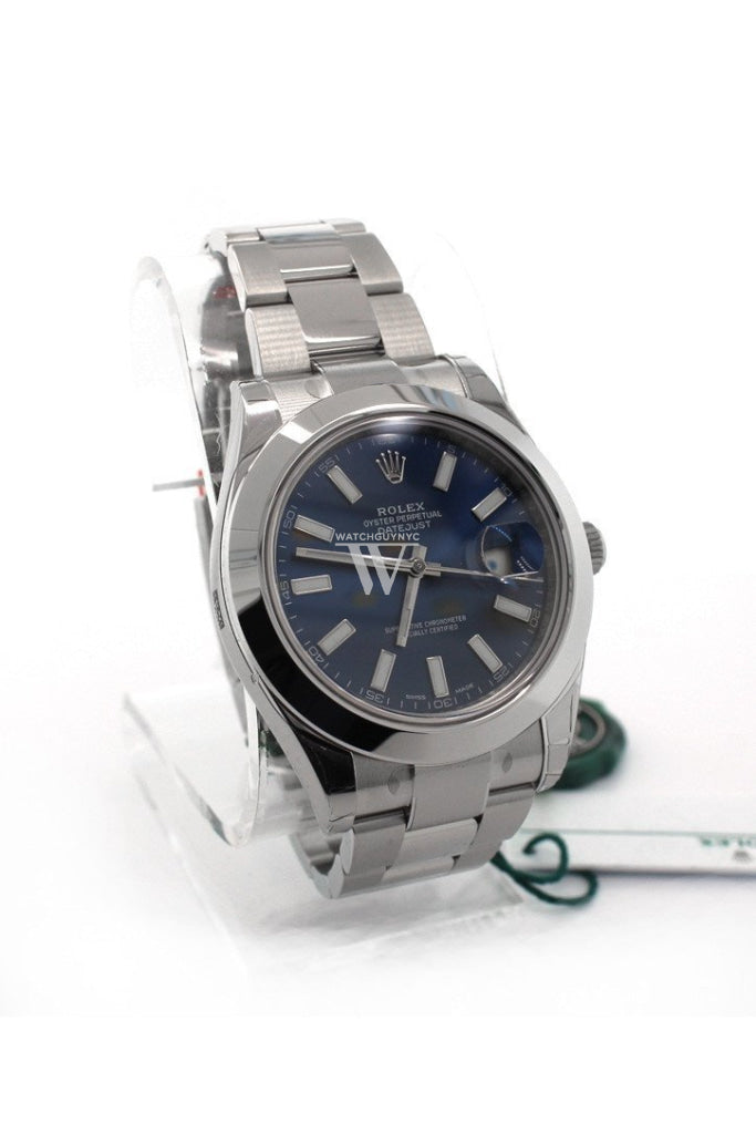 Rolex Datejust Ii 41 Blue Dial Index Steel Mens Watch 116300