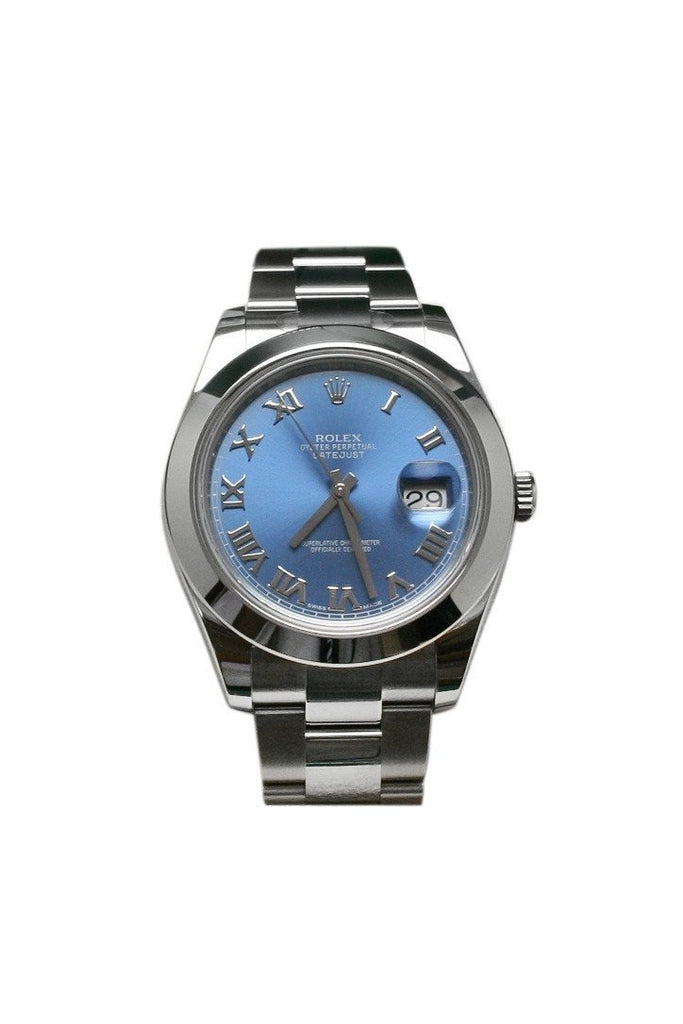 Rolex Datejust Ii 41 Blue Azzurro Roman Dial Steel Mens Watch 116300