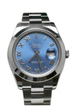 ROLEX Datejust II 41 Blue Azzurro Roman Dial Steel Men's Watch 116300
