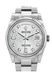 Rolex Day-Date 36 Silver Jubilee Design Set With Diamonds Dial Fluted Bezel Oyster White Gold Watch