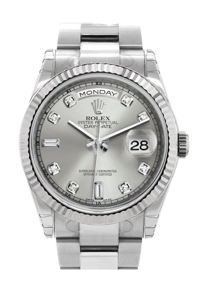 Rolex oyster perpetual day date silver discount