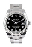 Rolex Datejust 31 Black Diamond Dial Gold Fluted Bezel Ladies Watch 178274 / None