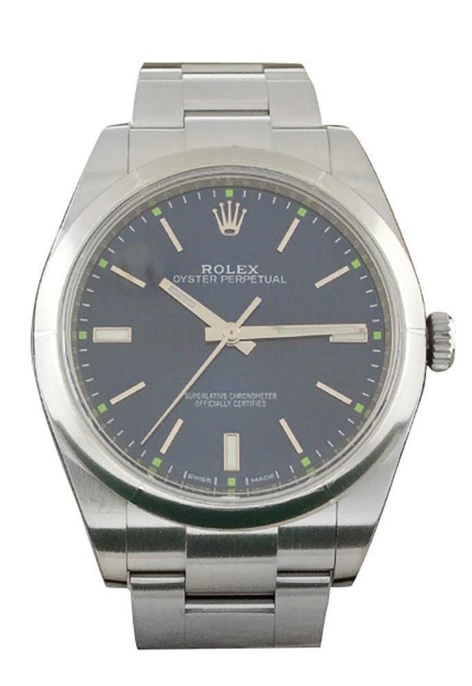 Rolex Oyster Perpetual 39 Blue Dial Steel Mens Watch 114300