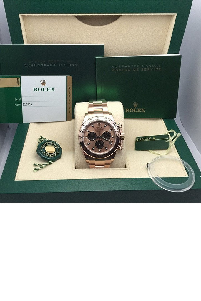 Rolex Cosmograph Daytona 40 Pink And Black Dial 18K Rose Gold Mens Watch 116505
