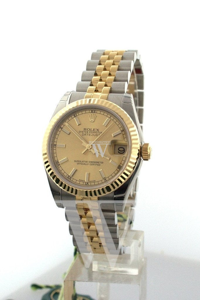 Rolex Datejust 31 Champagne Dial Fluted Bezel 18K Gold Two Tone Jubilee Ladies Watch 178273
