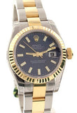 Rolex Datejust 26 Blue Dial 18K Yellow Gold And Steel Ladies Watch 179173