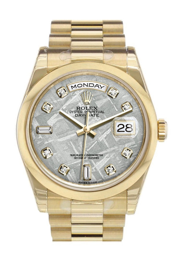 Rolex Day-Date 36 Meteorite Set With Diamonds Dial President Yellow Gold Watch 118208