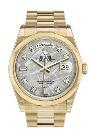 Rolex Day-Date 36 Meteorite Set With Diamonds Dial President Yellow Gold Watch 118208