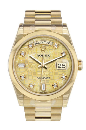 Rolex Day-Date 36 Champagne Mother Of Pearl Jubilee Diamonds Dial President Yellow Gold Watch 118208