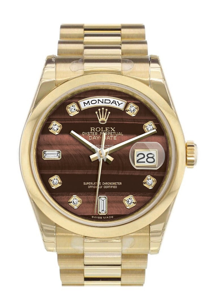 Rolex Day-Date 36 Bulls Eye Diamonds Dial President Yellow Gold Watch 118208