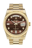 Rolex Day-Date 36 Bulls eye Diamonds Dial President Yellow Gold Watch 118208