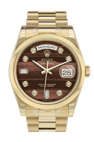 Rolex Day-Date 36 Bulls Eye Diamonds Dial President Yellow Gold Watch 118208
