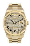 Rolex Day-Date 36 Diamond Paved Dial President Yellow Gold Watch 118208