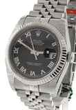 Rolex Datejust 36 Black Roman Dial Fluted Bezel Jubilee Mens Watch 116234