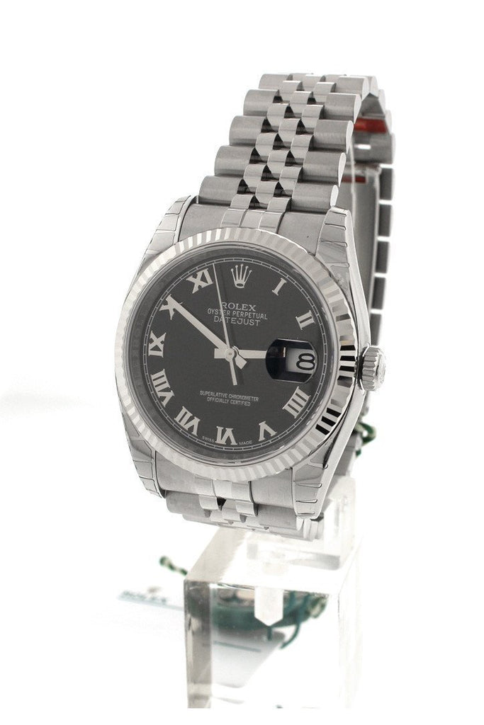 Rolex Steel and White Gold Datejust 36 Watch - 52 Diamond Bezel - Silv