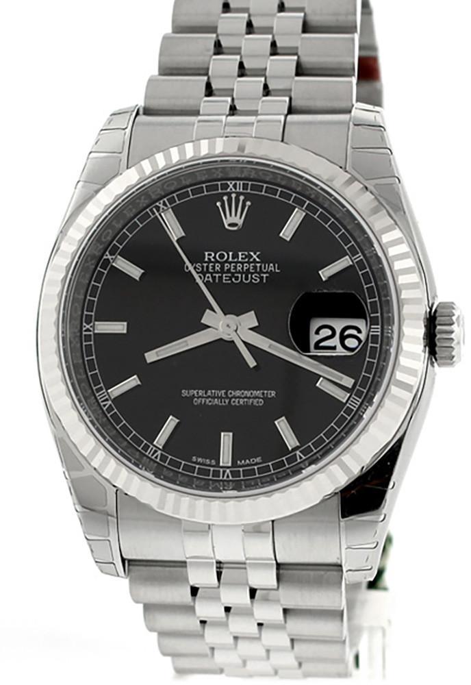 Rolex Datejust 36 Black Index Dial Steel Mens Watch 116234