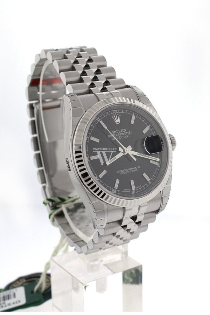 Rolex Datejust 36 Black Index Dial Steel Mens Watch 116234