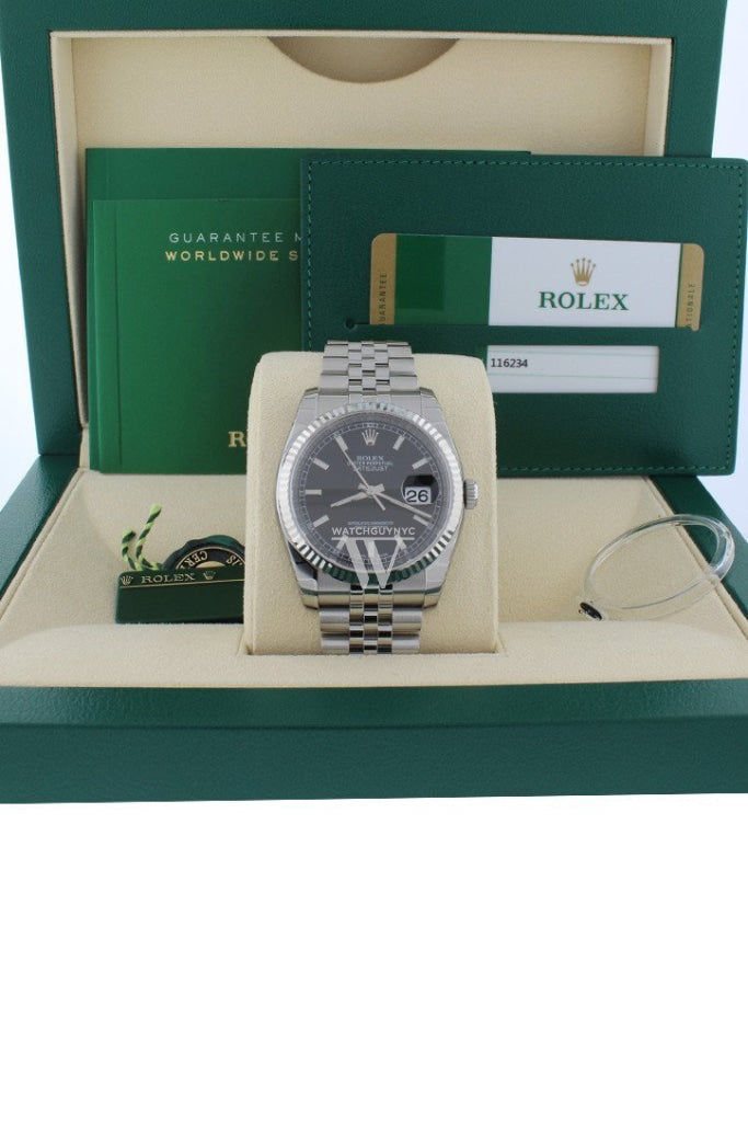 Rolex Datejust 36 Black Index Dial Steel Mens Watch 116234