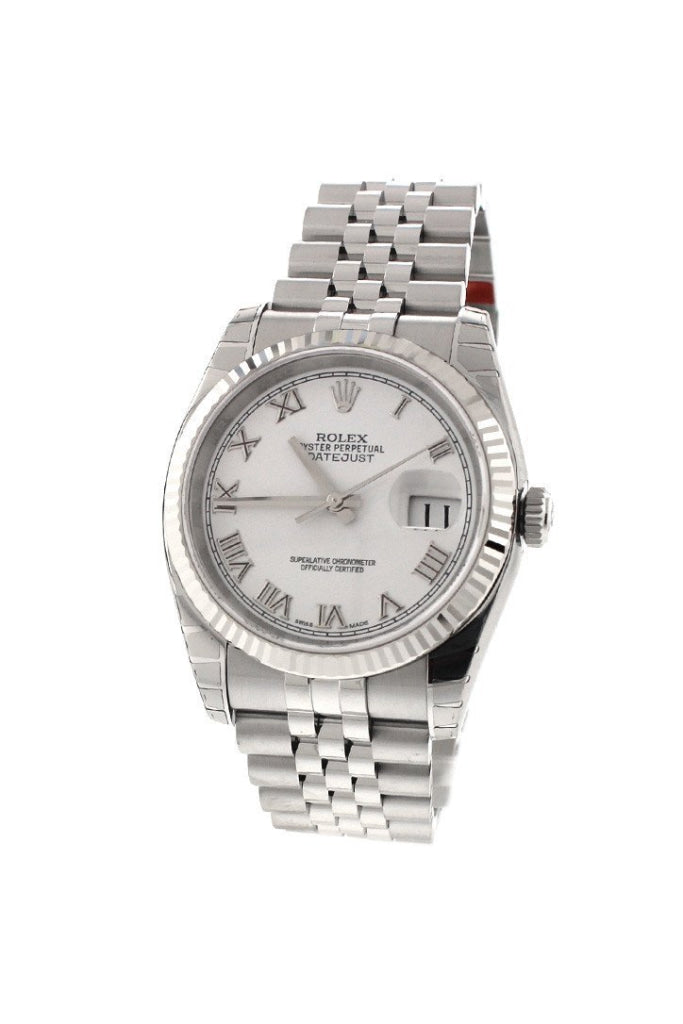 ROLEX 116234 Datejust 36 White Roman Dial 18k White Gold | WatchGuyNYC