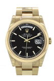 Rolex Day-Date 36 Black Arab Dial Yellow Gold Watch 118208