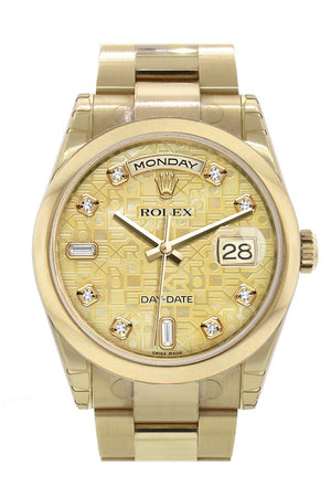 Rolex Day-Date 36 Champagne Mother Of Pearl Jubilee Diamonds Dial Yellow Gold Watch 118208
