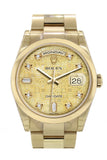 Rolex Day-Date 36 Champagne mother of pearl Jubilee Diamonds Dial Yellow Gold Watch 118208