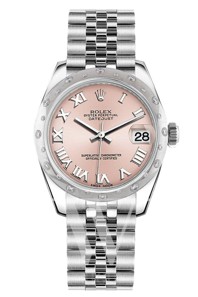 Rolex Datejust 31 Pink Roman Dial Dome Set With Diamonds Bezel Jubilee Ladies Watch 178344