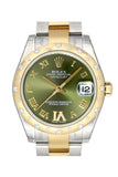 Rolex Datejust 31 Olive Green Roman Diamond Dial Steel And 18K Yellow Gold Ladies Watch 178343 /