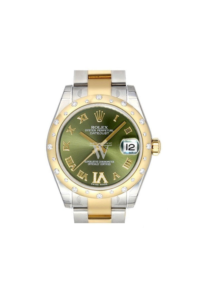 Rolex Datejust 31 Olive Green Roman Diamond Dial Steel And 18K Yellow Gold Ladies Watch 178343