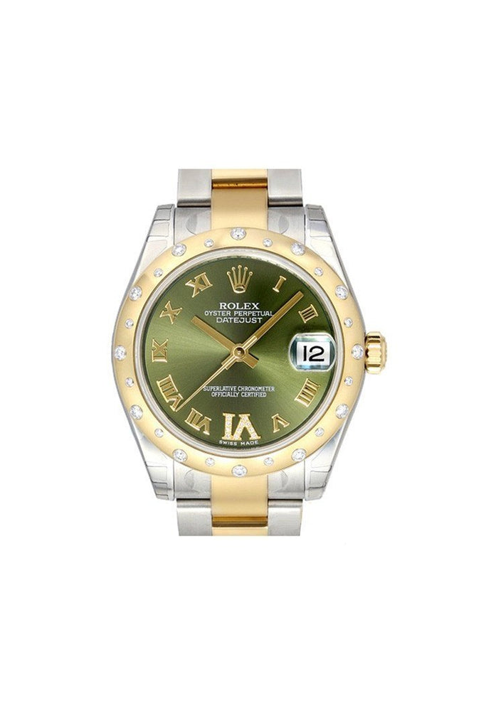 Rolex Datejust 31 Olive Green Roman Diamond Dial Steel And 18K Yellow Gold Ladies Watch 178343