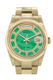 Rolex Day-Date 36 Carousel Green Jade Diamonds Dial Yellow Gold Watch 118208