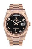 Rolex Day-Date 36 Black Arab Dial President Everose Gold Watch 118205